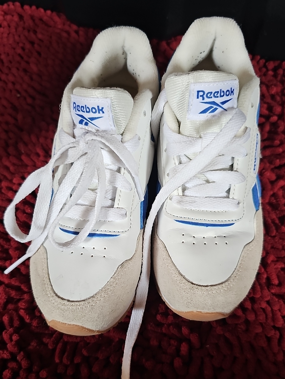 Reebok Kids White and Blue Retro Style Sneakers